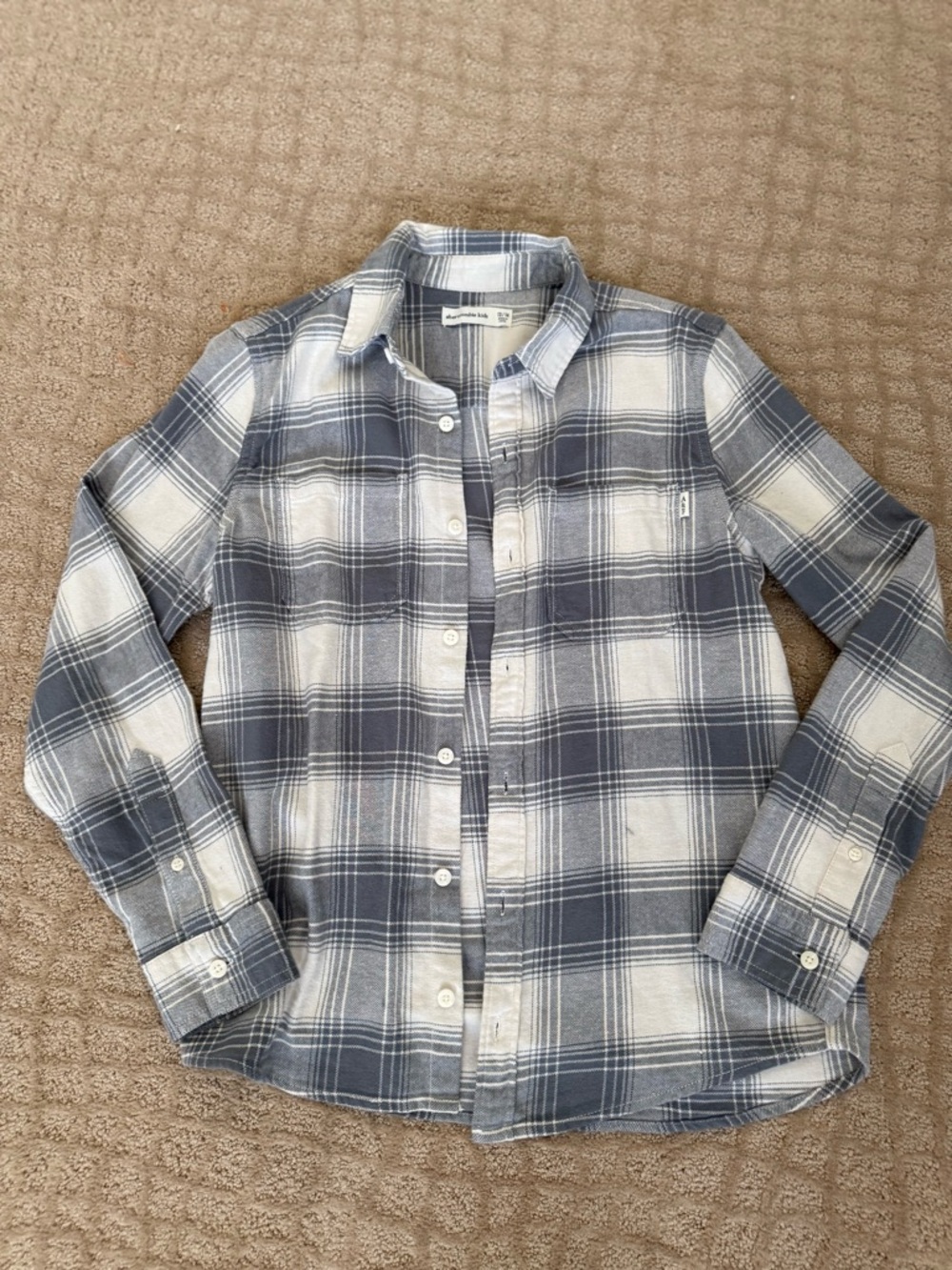 abercrombie kids Gray and White Plaid Button-Up Shirt